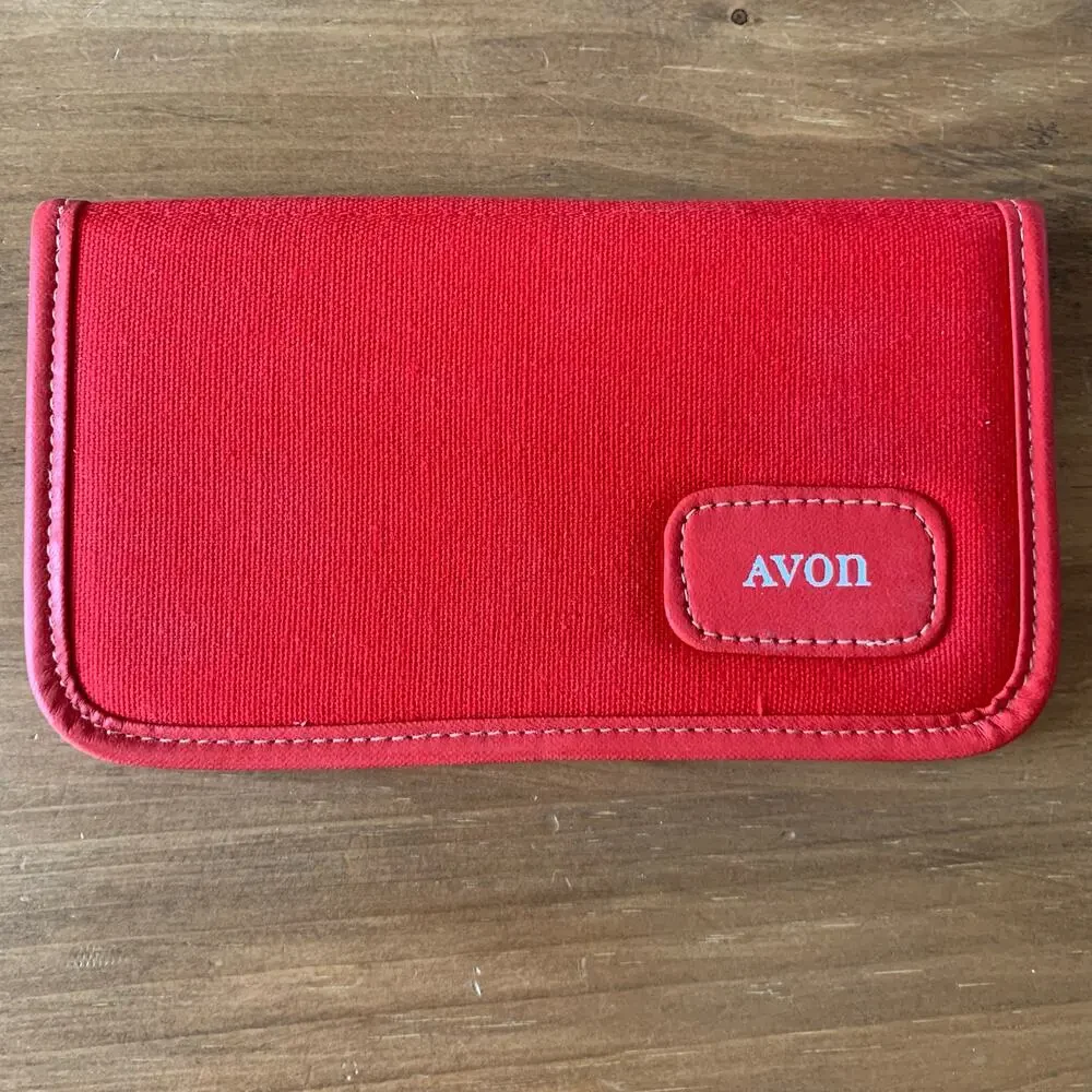 Avon Red Order Book Cover Folio Vintage in Box Pen